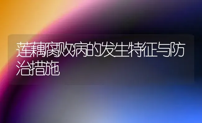 莲藕腐败病的发生特征与防治措施 | 养殖技术大全