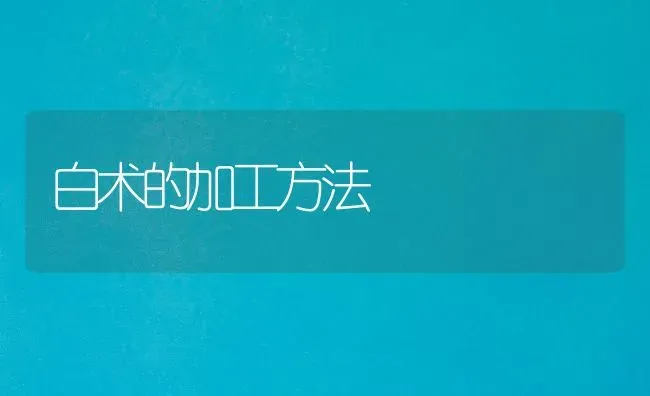 白术的加工方法 | 养殖技术大全