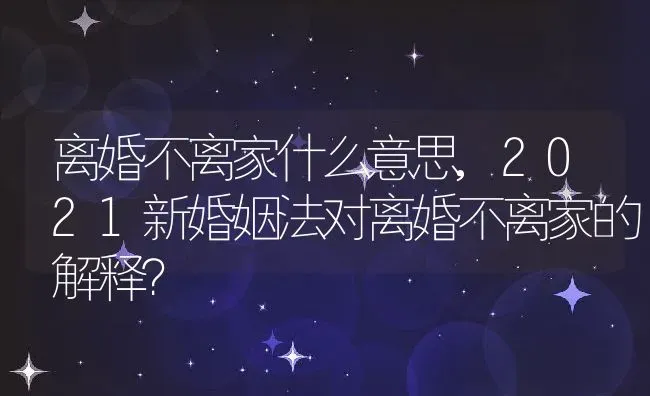 离婚不离家什么意思,2021新婚姻法对离婚不离家的解释？ | 养殖科普