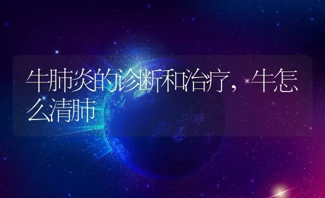 牛肺炎的诊断和治疗,牛怎么清肺 | 养殖学堂