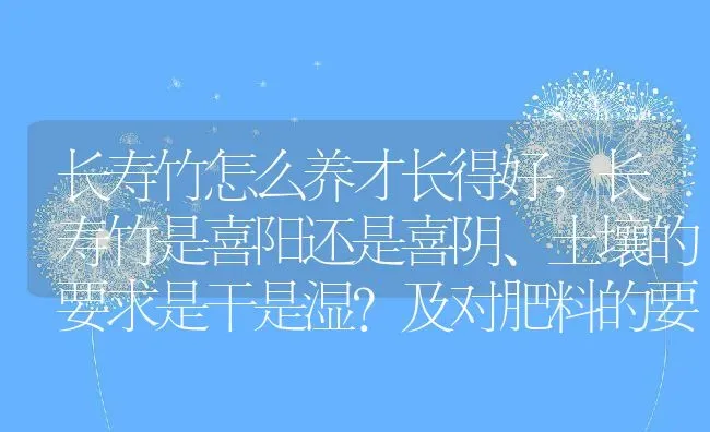 长寿竹怎么养才长得好,长寿竹是喜阳还是喜阴、土壤的要求是干是湿？及对肥料的要求？ | 养殖科普