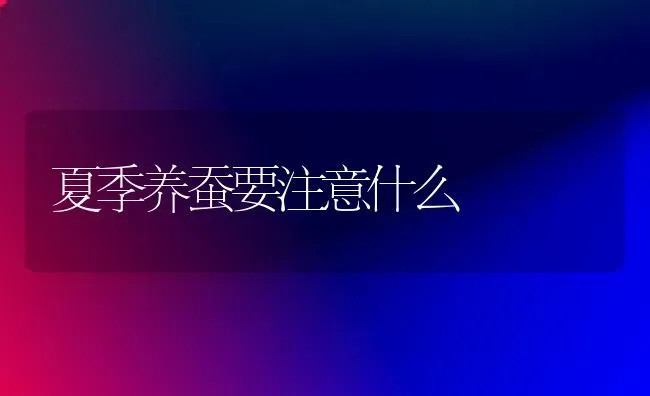 夏季养蚕要注意什么 | 养殖技术大全