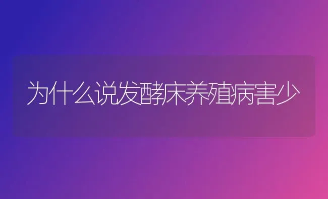 为什么说发酵床养殖病害少 | 养殖知识