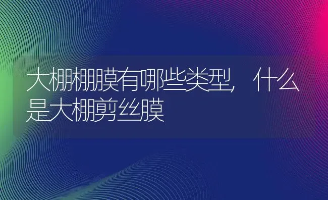 大棚棚膜有哪些类型,什么是大棚剪丝膜 | 养殖学堂