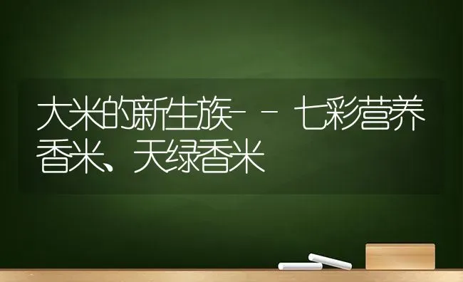 大米的新生族--七彩营养香米、天绿香米 | 养殖技术大全