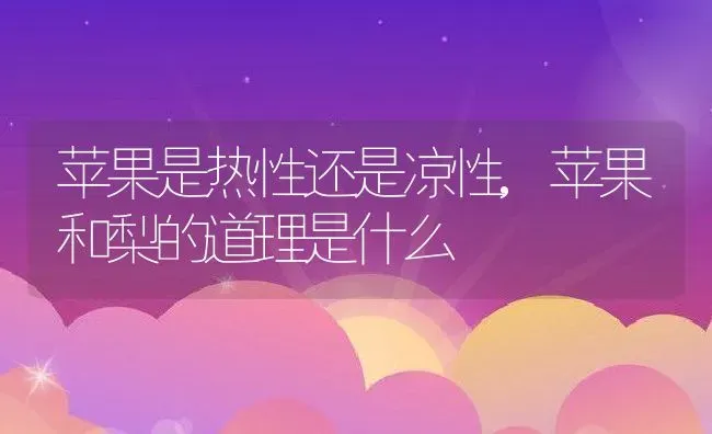 苹果是热性还是凉性,苹果和梨的道理是什么 | 养殖学堂