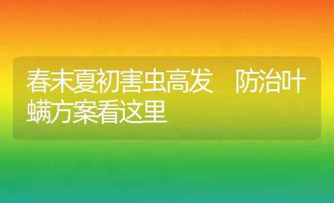 春末夏初害虫高发 防治叶螨方案看这里 | 养殖技术大全