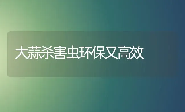 大蒜杀害虫环保又高效 | 养殖技术大全