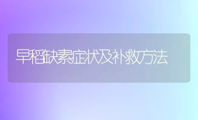 早稻缺素症状及补救方法 | 养殖知识