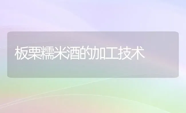 板栗糯米酒的加工技术 | 养殖技术大全