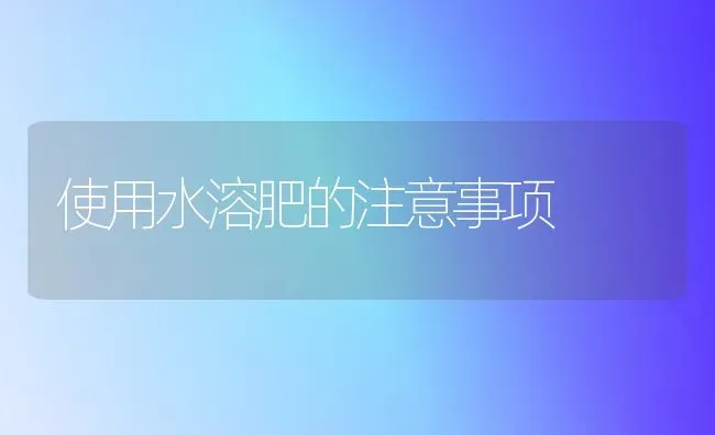 使用水溶肥的注意事项 | 养殖技术大全