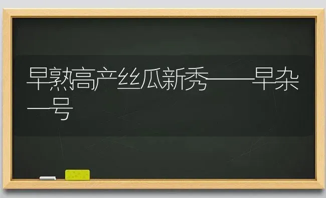 早熟高产丝瓜新秀——早杂一号 | 养殖技术大全