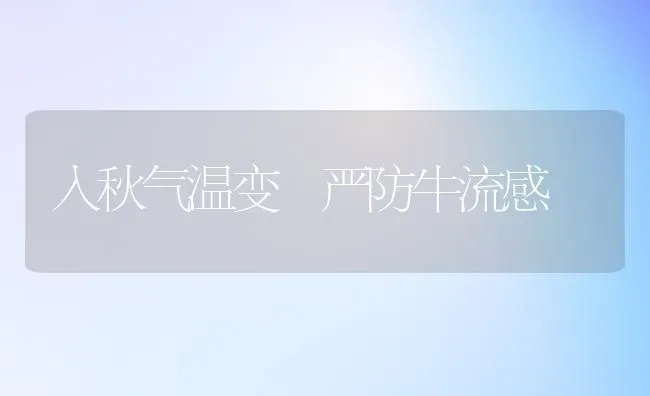 入秋气温变　严防牛流感 | 养殖知识