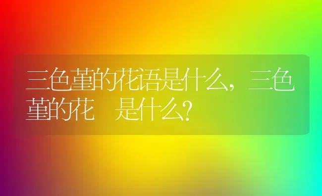 三色堇的花语是什么,三色堇的花語是什么？ | 养殖学堂