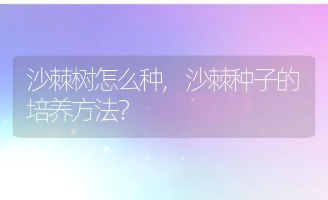 沙棘树怎么种,沙棘种子的培养方法？ | 养殖科普