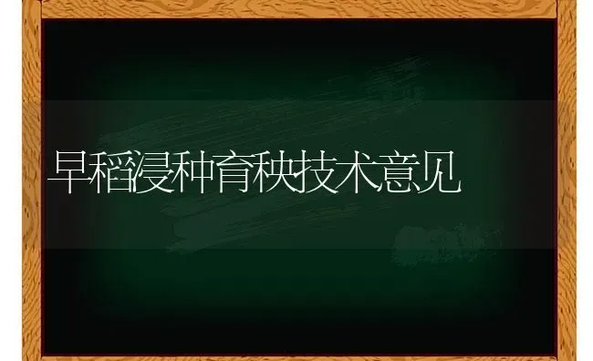 早稻浸种育秧技术意见 | 养殖技术大全