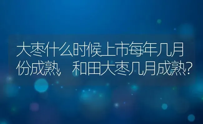 大枣什么时候上市每年几月份成熟,和田大枣几月成熟？ | 养殖科普