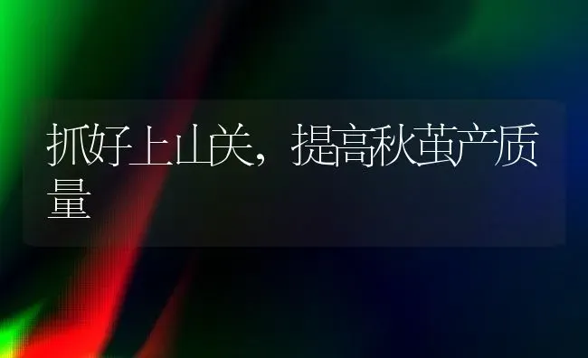 抓好上山关,提高秋茧产质量 | 养殖技术大全