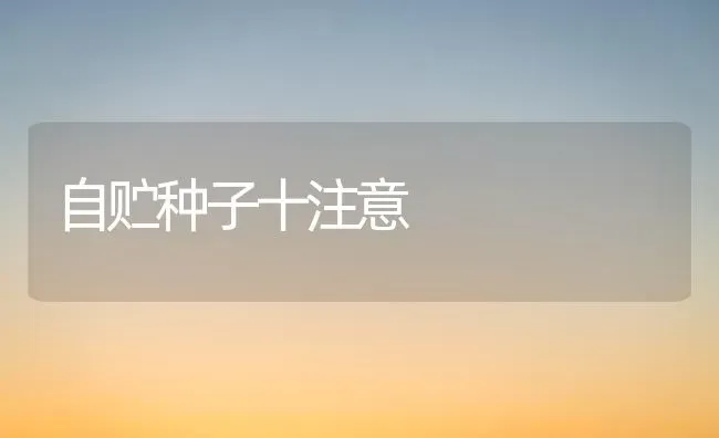 自贮种子十注意 | 养殖技术大全