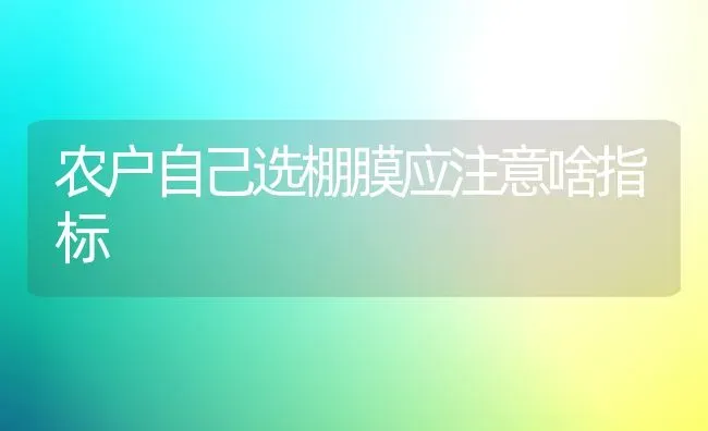 农户自己选棚膜应注意啥指标 | 养殖知识