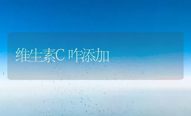 维生素C咋添加 | 养殖技术大全