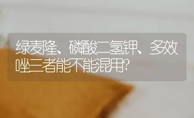 绿麦隆、磷酸二氢钾、多效唑三者能不能混用? | 养殖知识