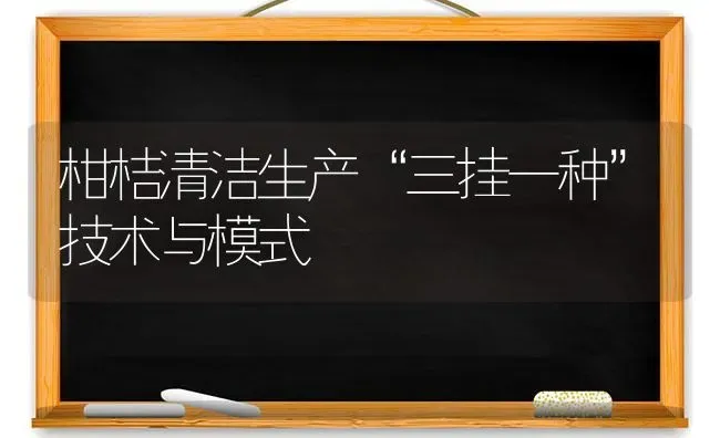 柑桔清洁生产“三挂一种”技术与模式 | 养殖知识