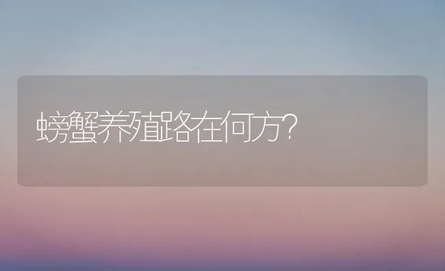 螃蟹养殖路在何方? | 养殖技术大全