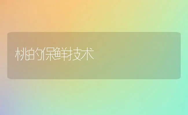 桃的保鲜技术 | 养殖知识