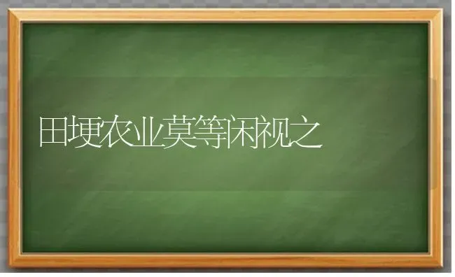 田埂农业莫等闲视之 | 养殖知识