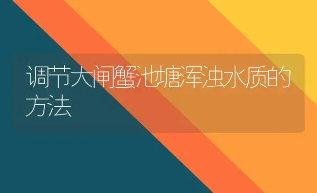 调节大闸蟹池塘浑浊水质的方法 | 养殖技术大全