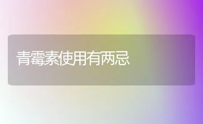 青霉素使用有两忌 | 养殖知识