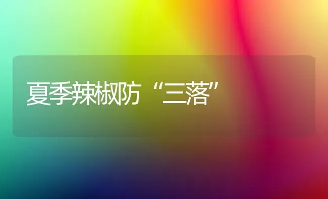 夏季辣椒防“三落” | 养殖技术大全