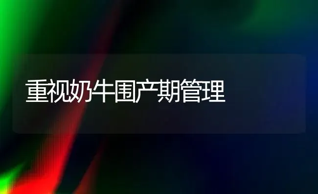 重视奶牛围产期管理 | 养殖技术大全