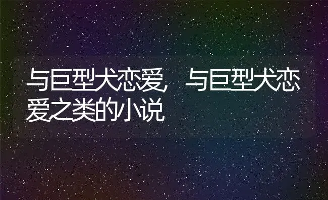 与巨型犬恋爱,与巨型犬恋爱之类的小说 | 养殖科普