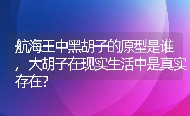 航海王中黑胡子的原型是谁,大胡子在现实生活中是真实存在？ | 养殖科普