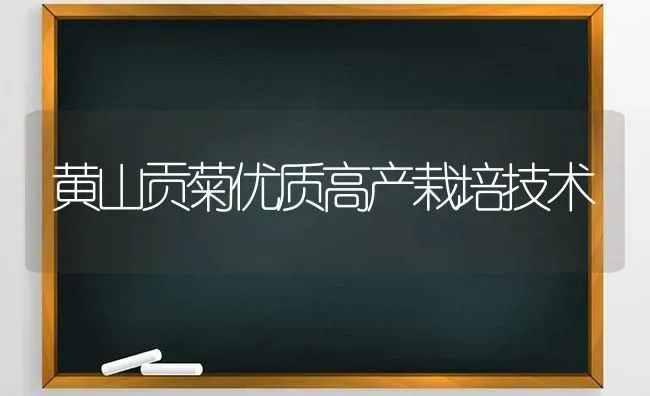 黄山贡菊优质高产栽培技术 | 养殖技术大全