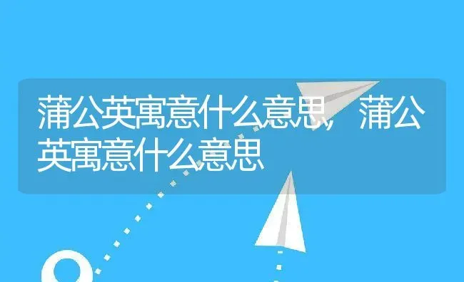 蒲公英寓意什么意思,蒲公英寓意什么意思 | 养殖科普