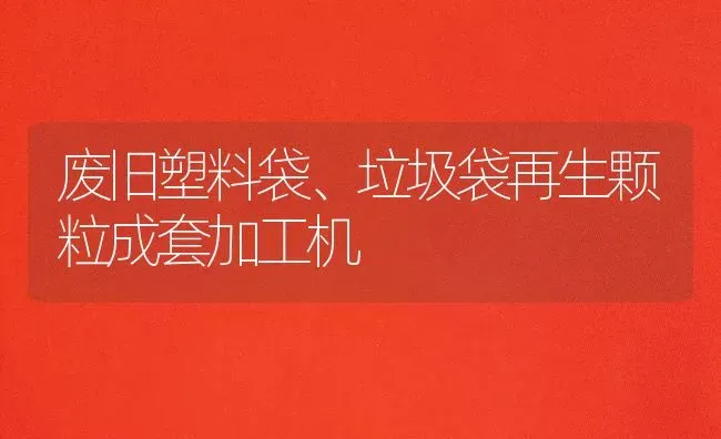 废旧塑料袋、垃圾袋再生颗粒成套加工机 | 养殖技术大全