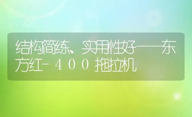 结构简练、实用性好——东方红-400拖拉机 | 养殖知识