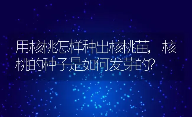 用核桃怎样种出核桃苗,核桃的种子是如何发芽的？ | 养殖科普