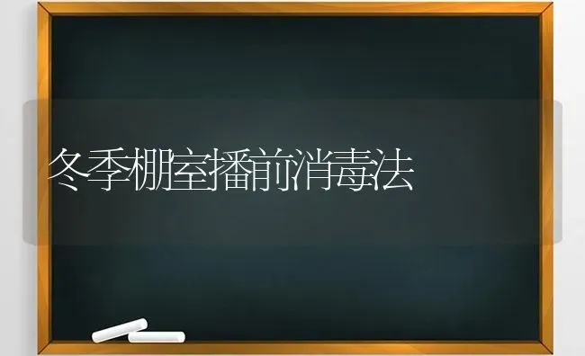 冬季棚室播前消毒法 | 养殖技术大全