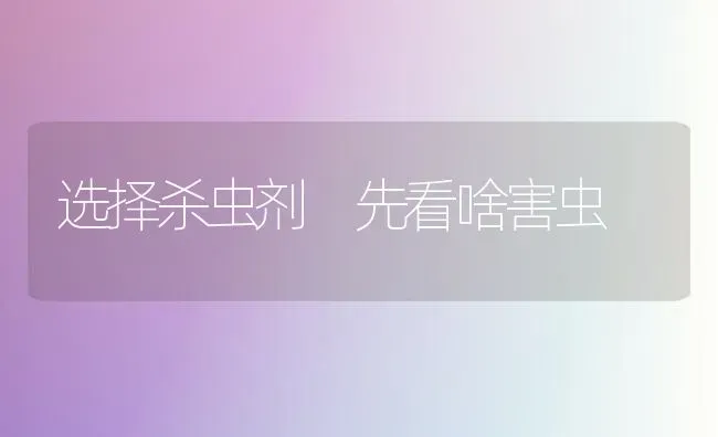 选择杀虫剂 先看啥害虫 | 养殖技术大全