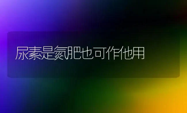 尿素是氮肥也可作他用 | 养殖技术大全