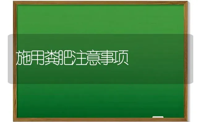 施用粪肥注意事项 | 养殖技术大全