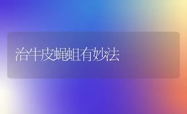 治牛皮蝇蛆有妙法 | 养殖技术大全