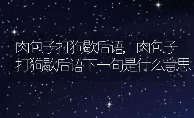 肉包子打狗歇后语,肉包子打狗歇后语下一句是什么意思 | 养殖科普