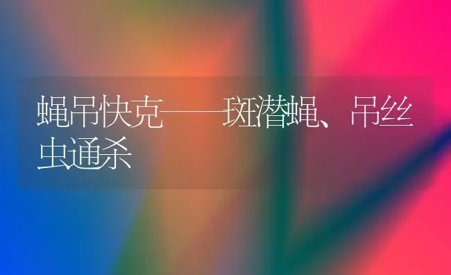 蝇吊快克——斑潜蝇、吊丝虫通杀 | 养殖知识