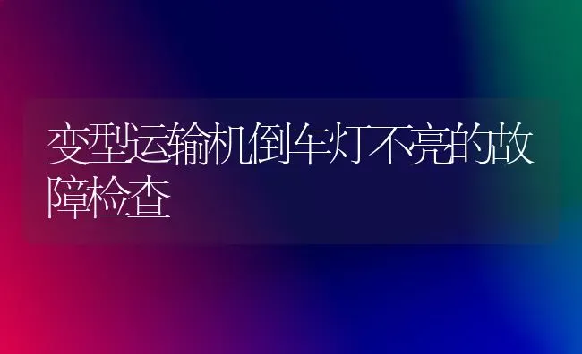 变型运输机倒车灯不亮的故障检查 | 养殖知识