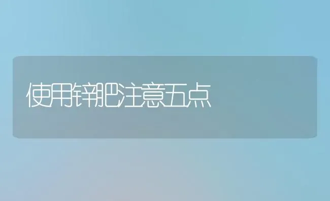 使用锌肥注意五点 | 养殖技术大全